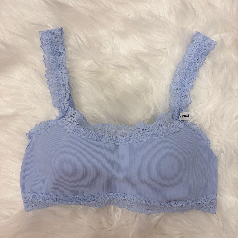 NWT PINK Victoria’s Secret blue lace bralette